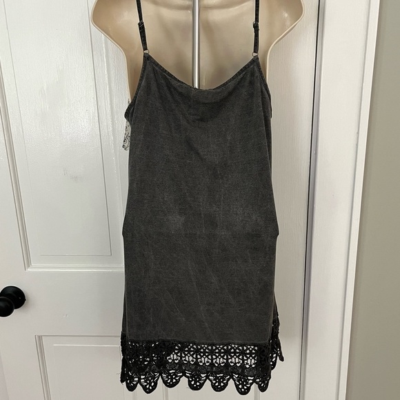 Mollo Rello Boho Handcrafted charcoal sheath dress size Large Crochet Summer - Picture 4 of 7